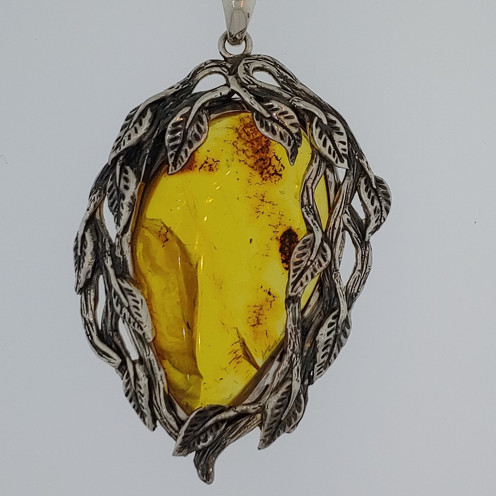 Sterling Silver One of a Kind Amber Necklace